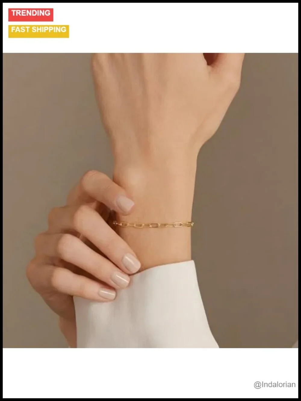14k Gold Plated Paperclip Link Bracelet for Women Men Lobster Clasp